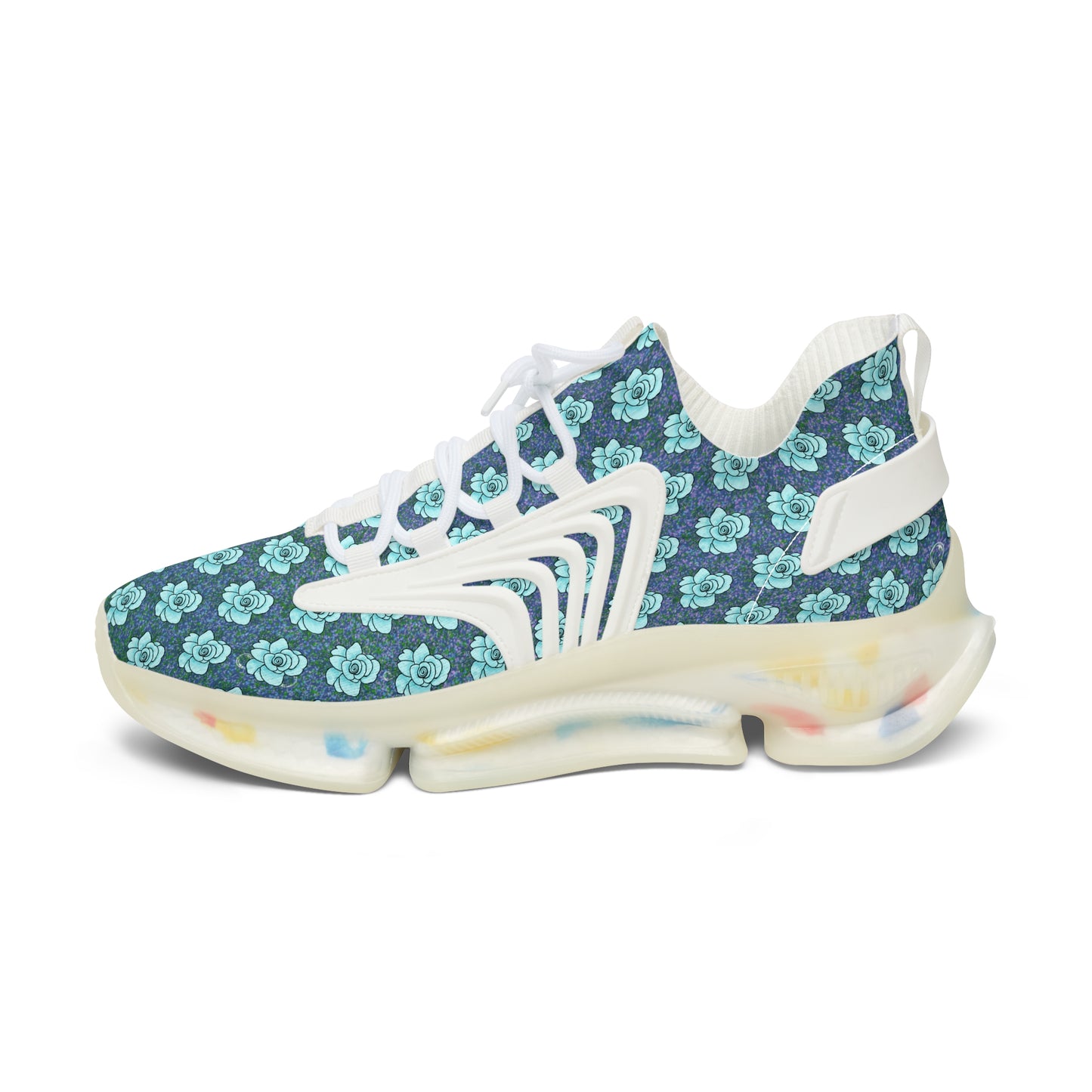 Roses Blue Women's Mesh Sneakers