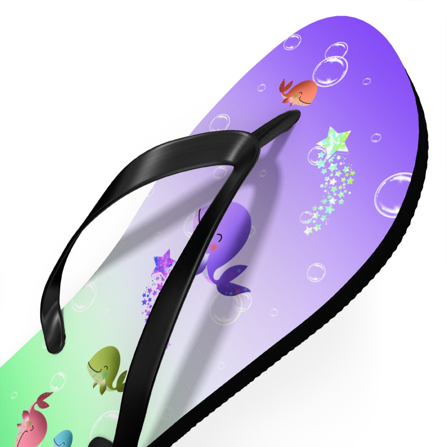 Whales Purple Green Ocean Flip Flops