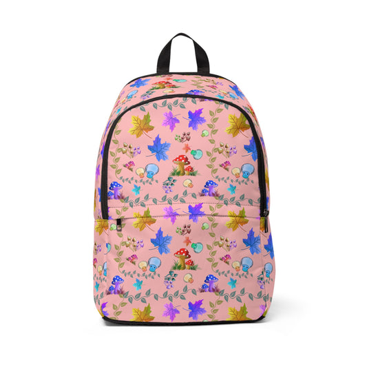 Pink Mushrooms and Maple Leaves Backpack