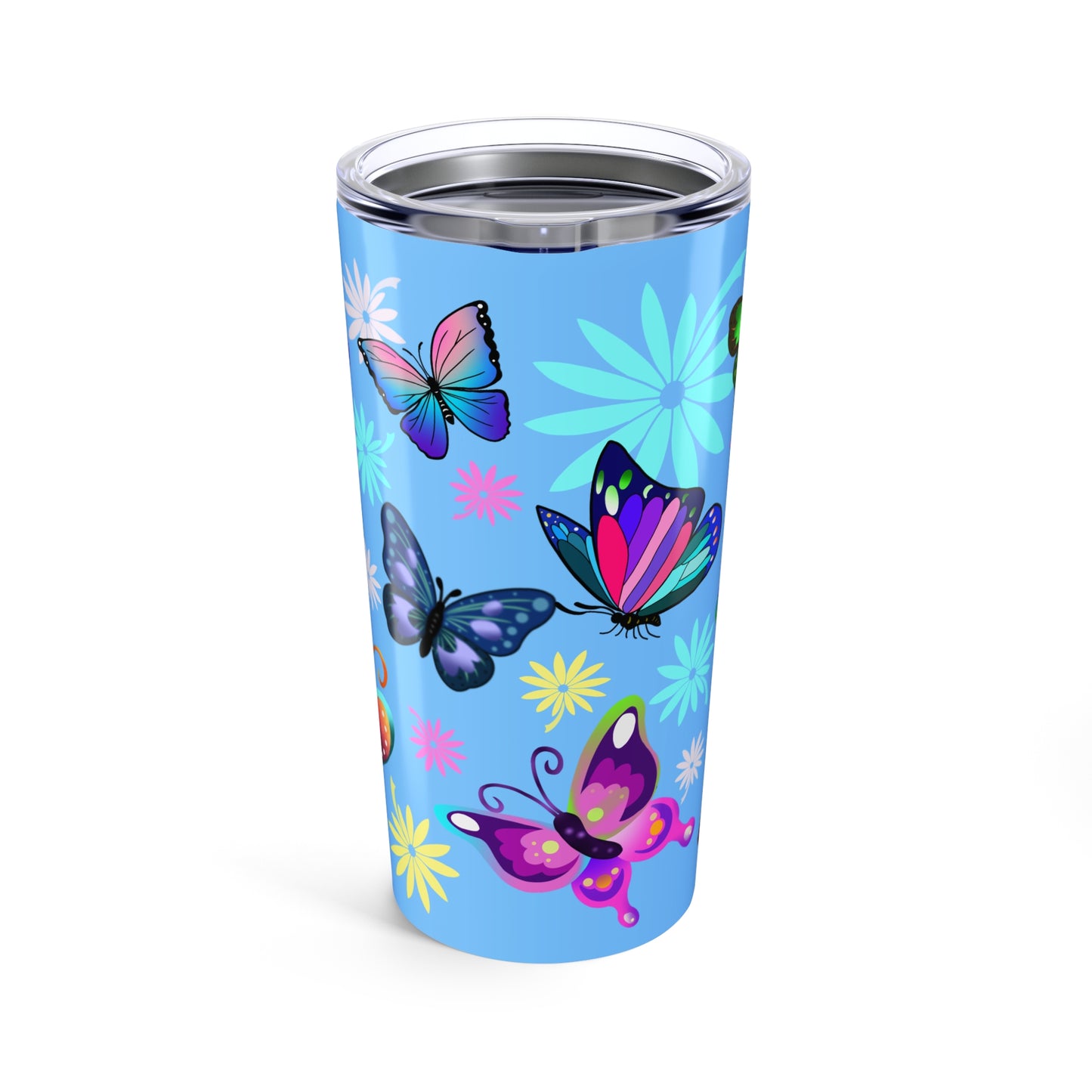 Butterfly Floral Light Blue Tumbler 20oz