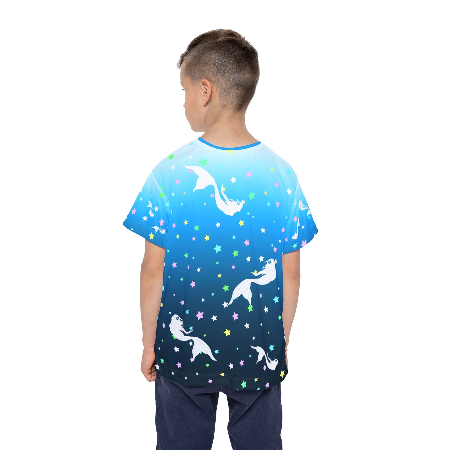 Deep Blue Sea White Mermaid Kids Sports Jersey