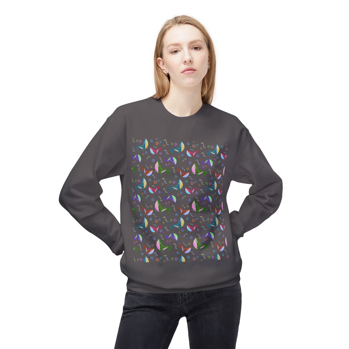 Colorful Whale Crewneck Sweatshirt