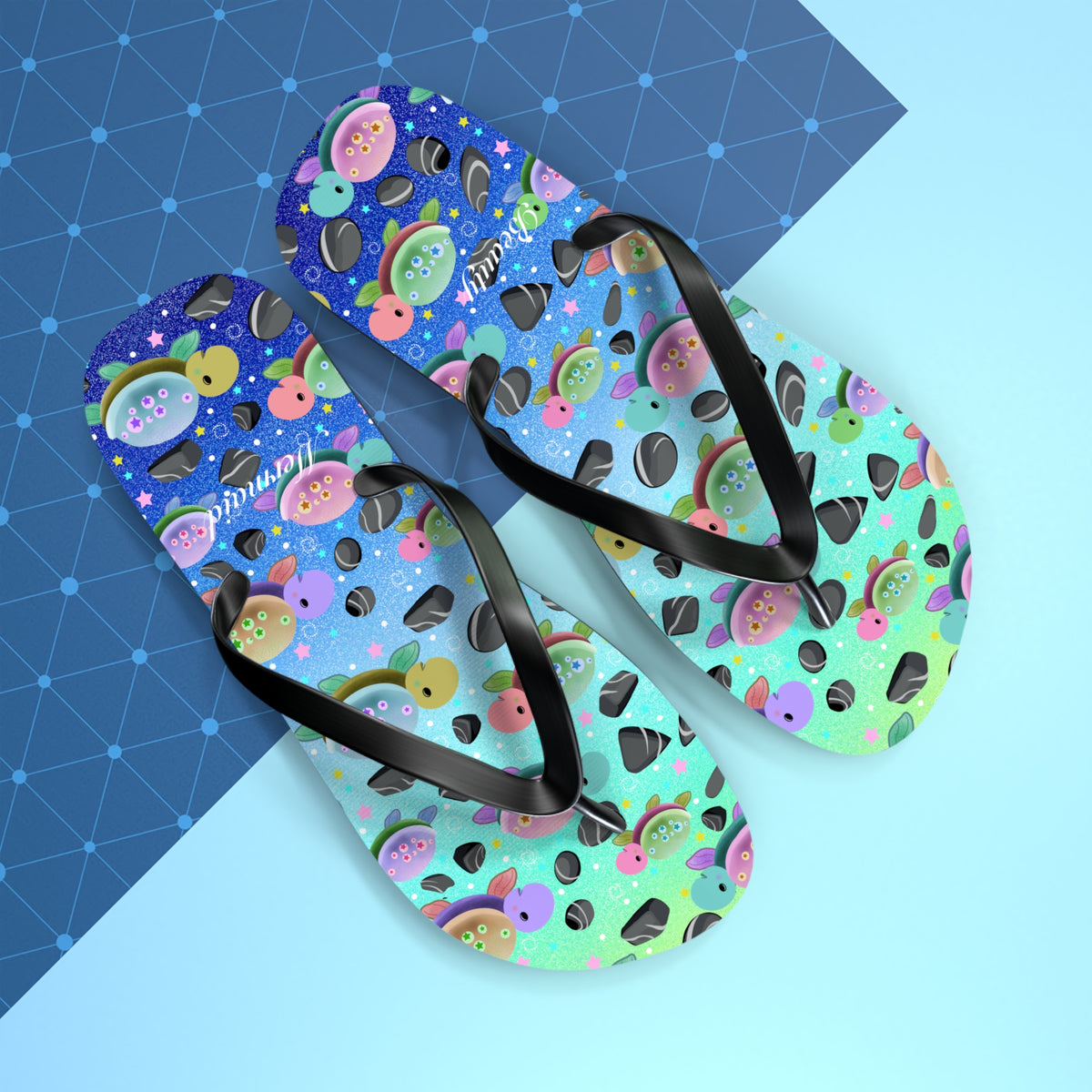 Turtle Flip Flops Blue Sand