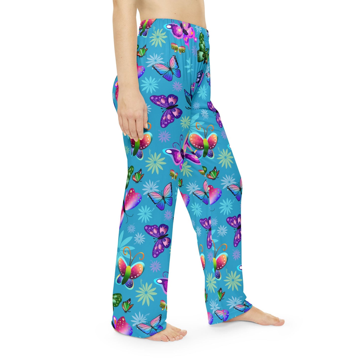 Turquoise Butterfly Pajama Pants