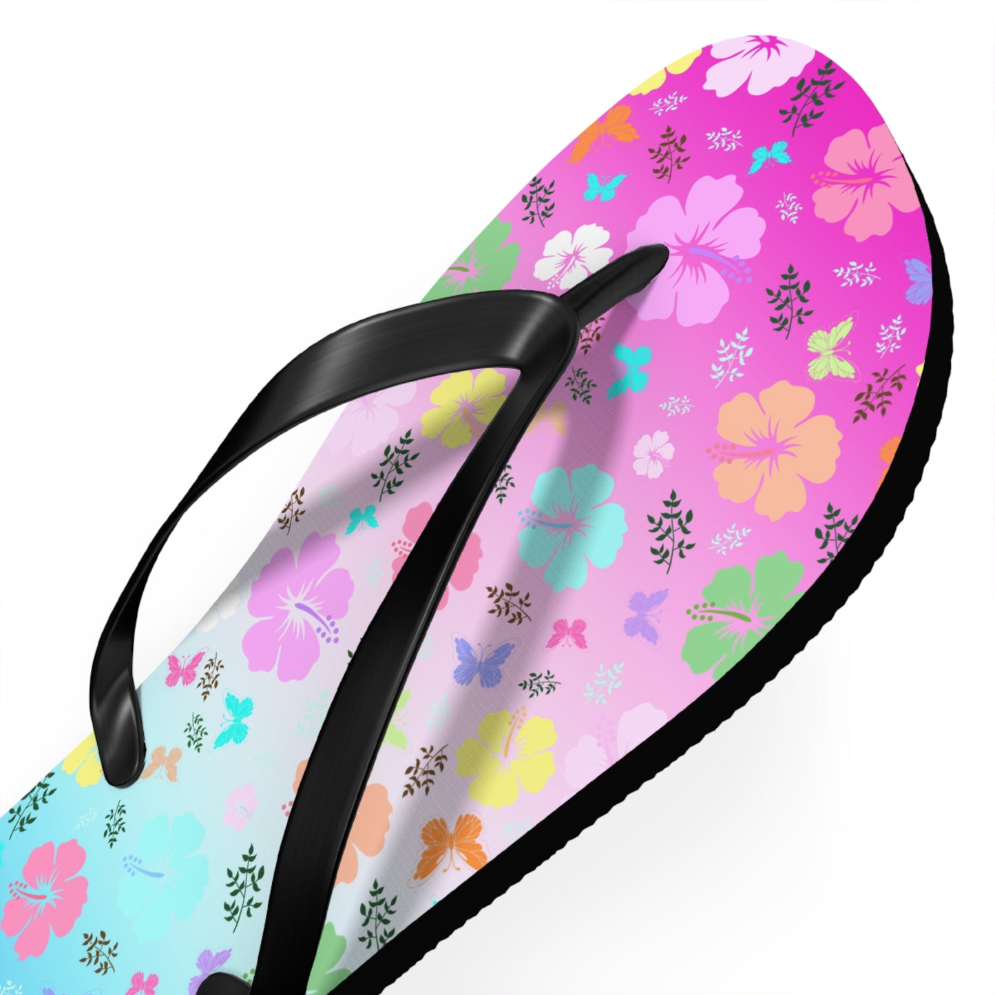 Flowers Pink Blue Flip Flops