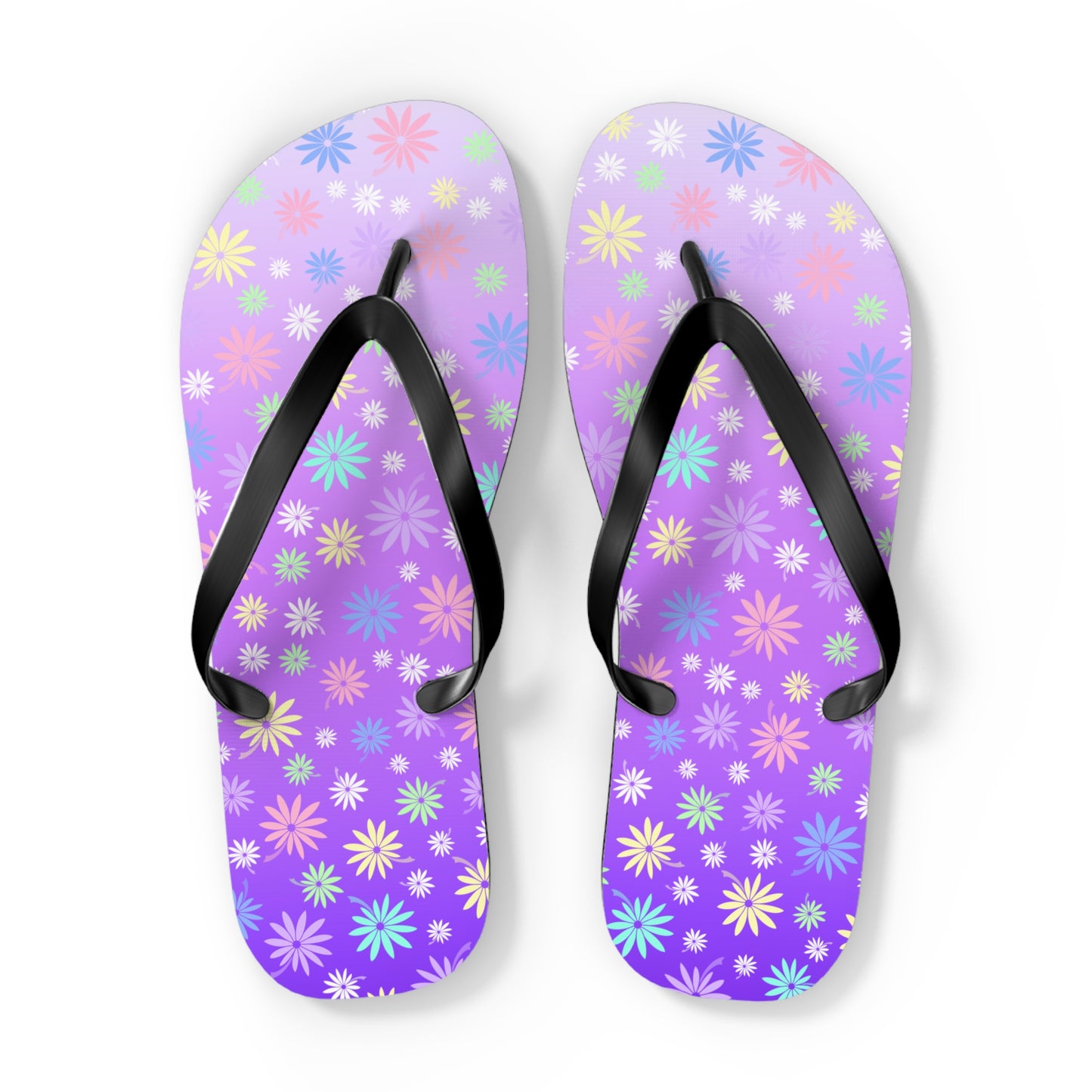 Colorful Flowers Purple Flip Flops