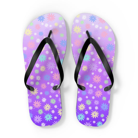 Colorful Flowers Purple Flip Flops