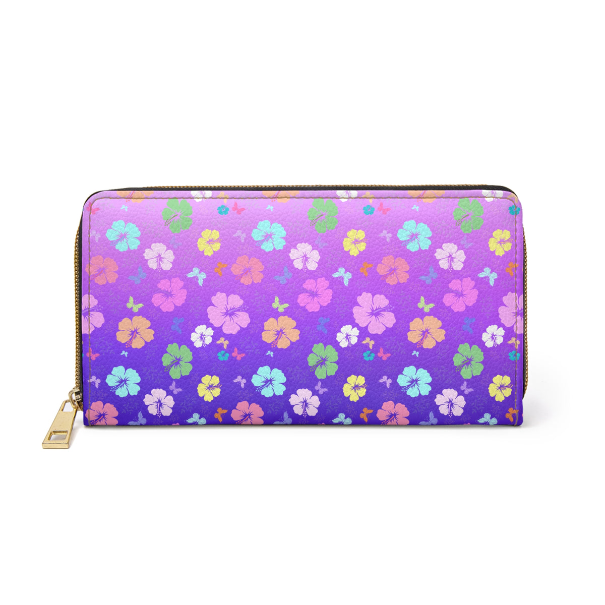 Flower Zipper Wallet Pink Purple