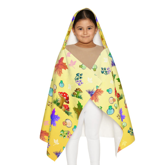 Yellow Mushroom Maple Leaves Kids Hooded Towel