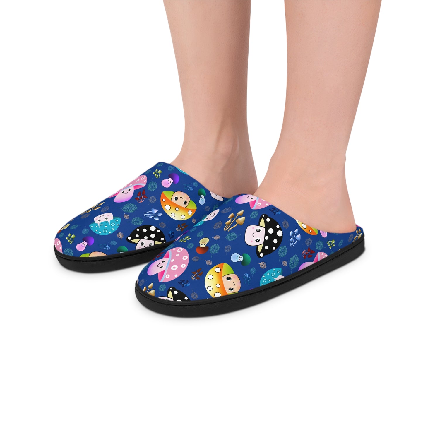 Mushroom Blue Women's Indoor Slippers