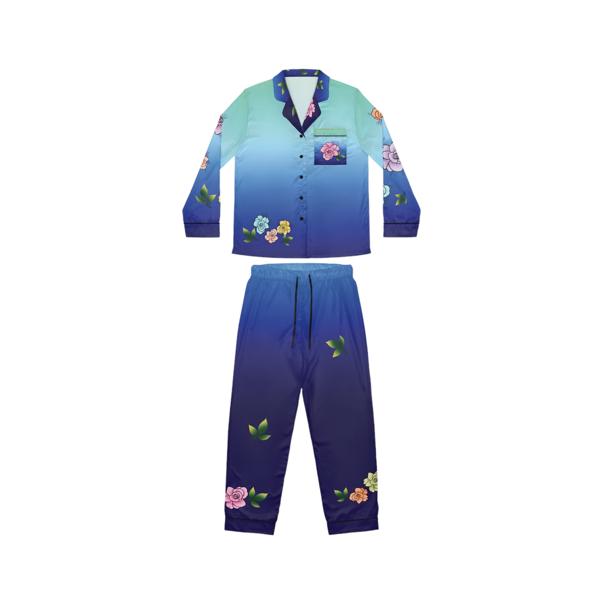 Rose Satin Pajama Blue