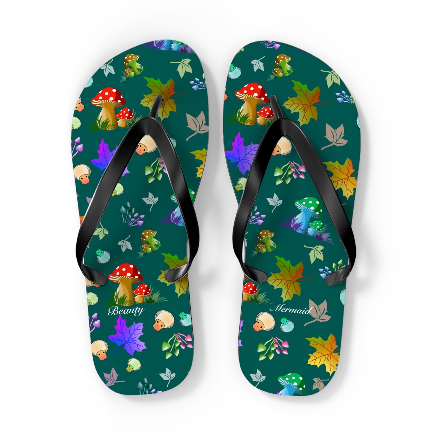 Mushroom Maple Leaves Flip Flops