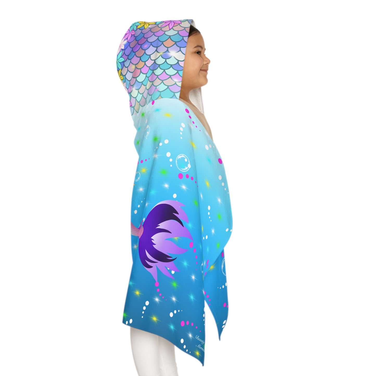 Mermaid Shiny Ocean Youth Hooded Towel
