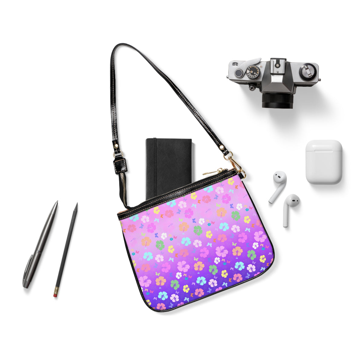 Flowers Purple Shoulder Bag