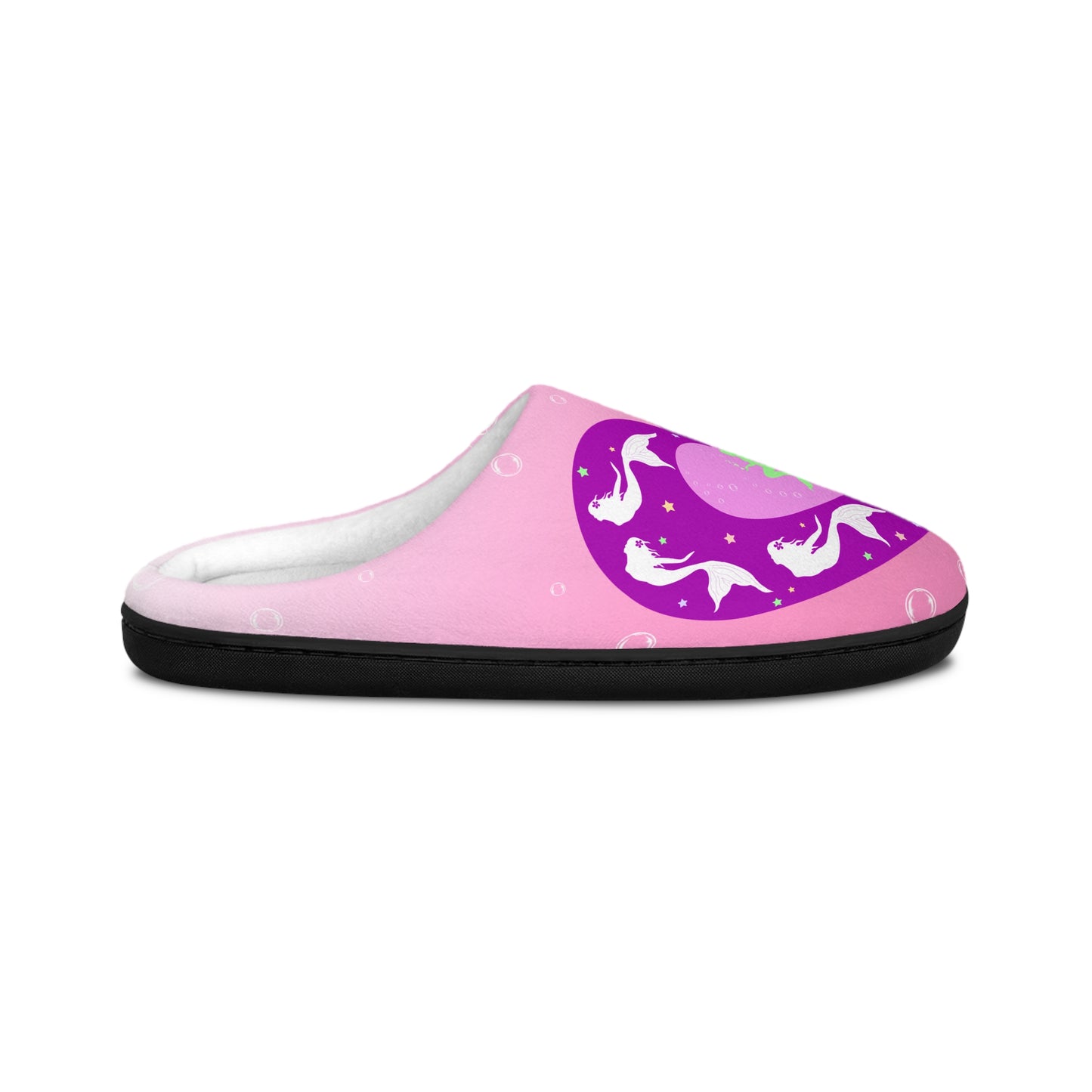 Mermaid in Heart Pink Indoor Women's Slippers