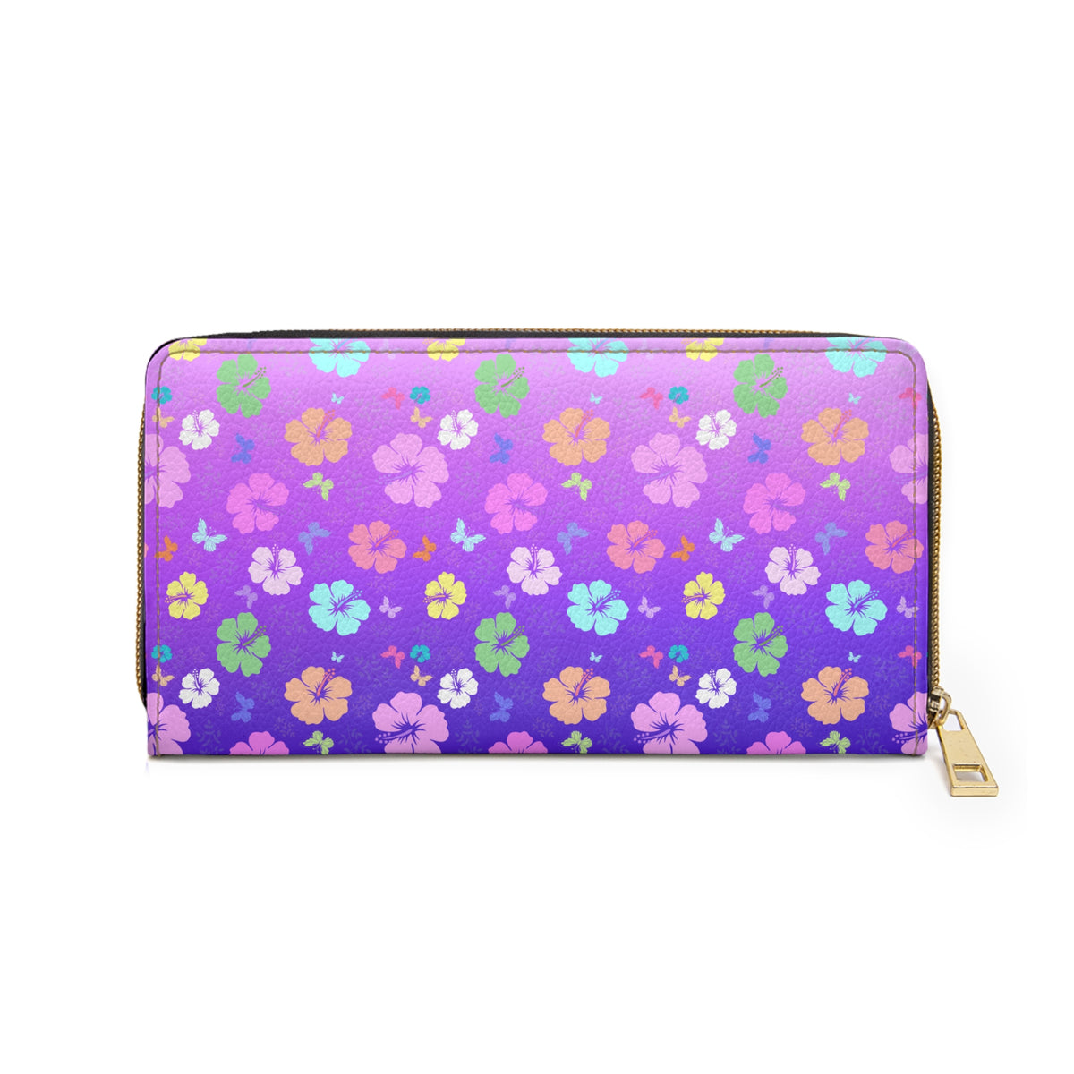 Flower Zipper Wallet Pink Purple