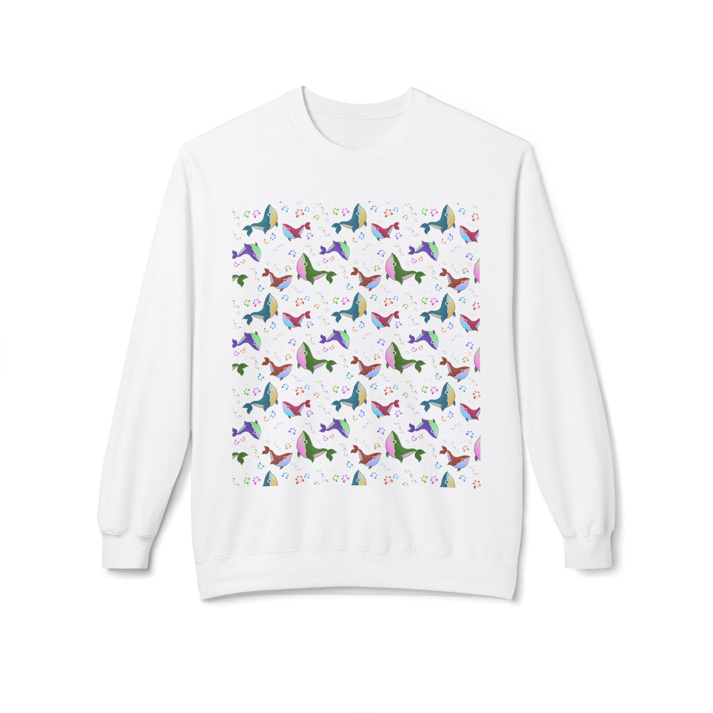 Colorful Whale Crewneck Sweatshirt