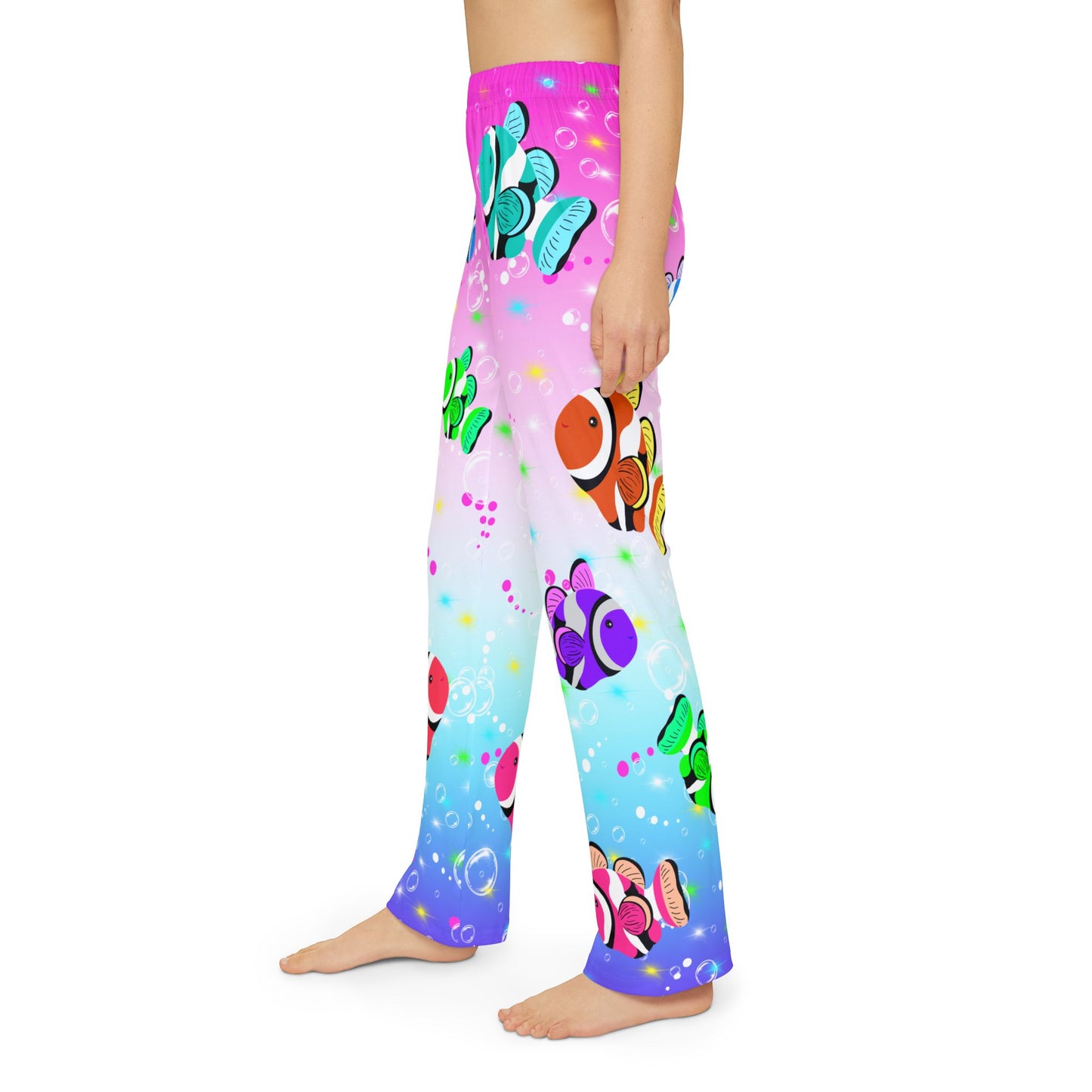 Colorful Shiny Ocean with Clownfish Pajama Pants