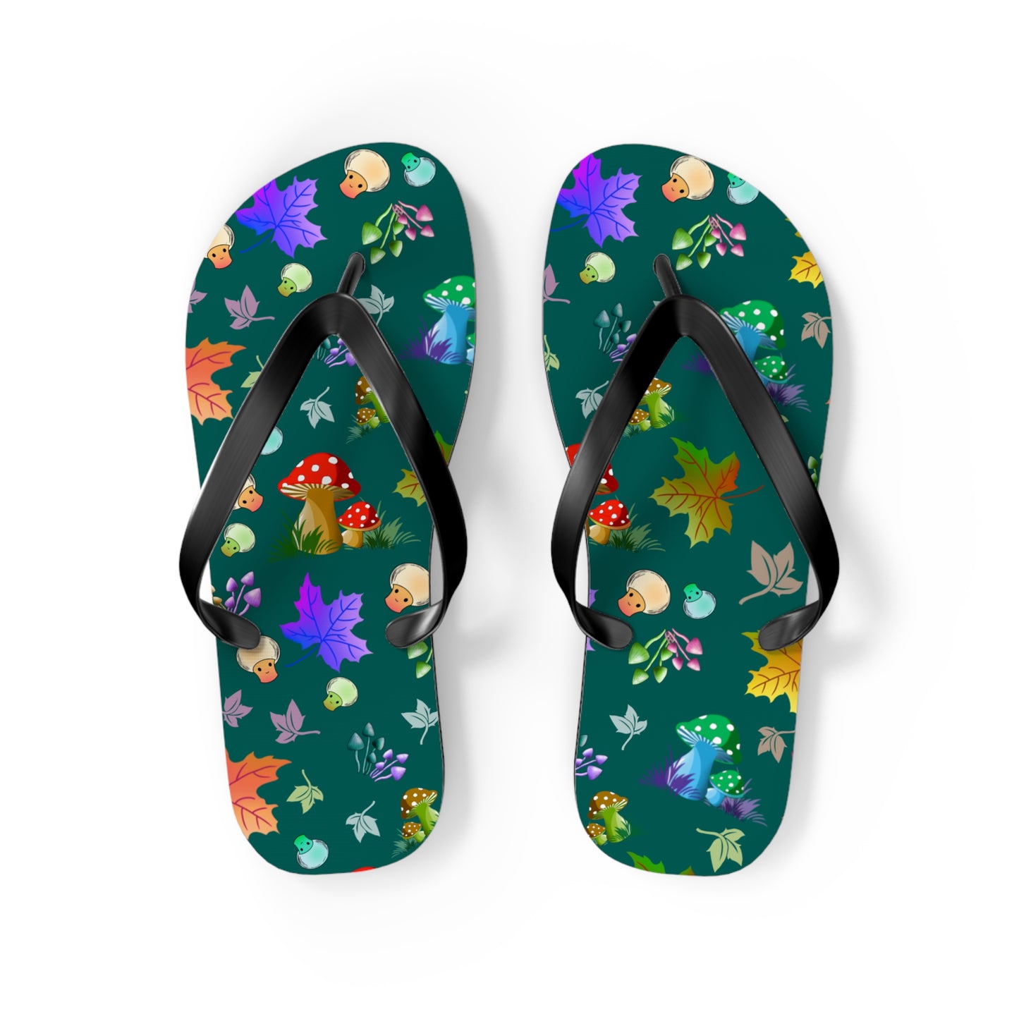 Mushroom Maple Leaves Flip Flops