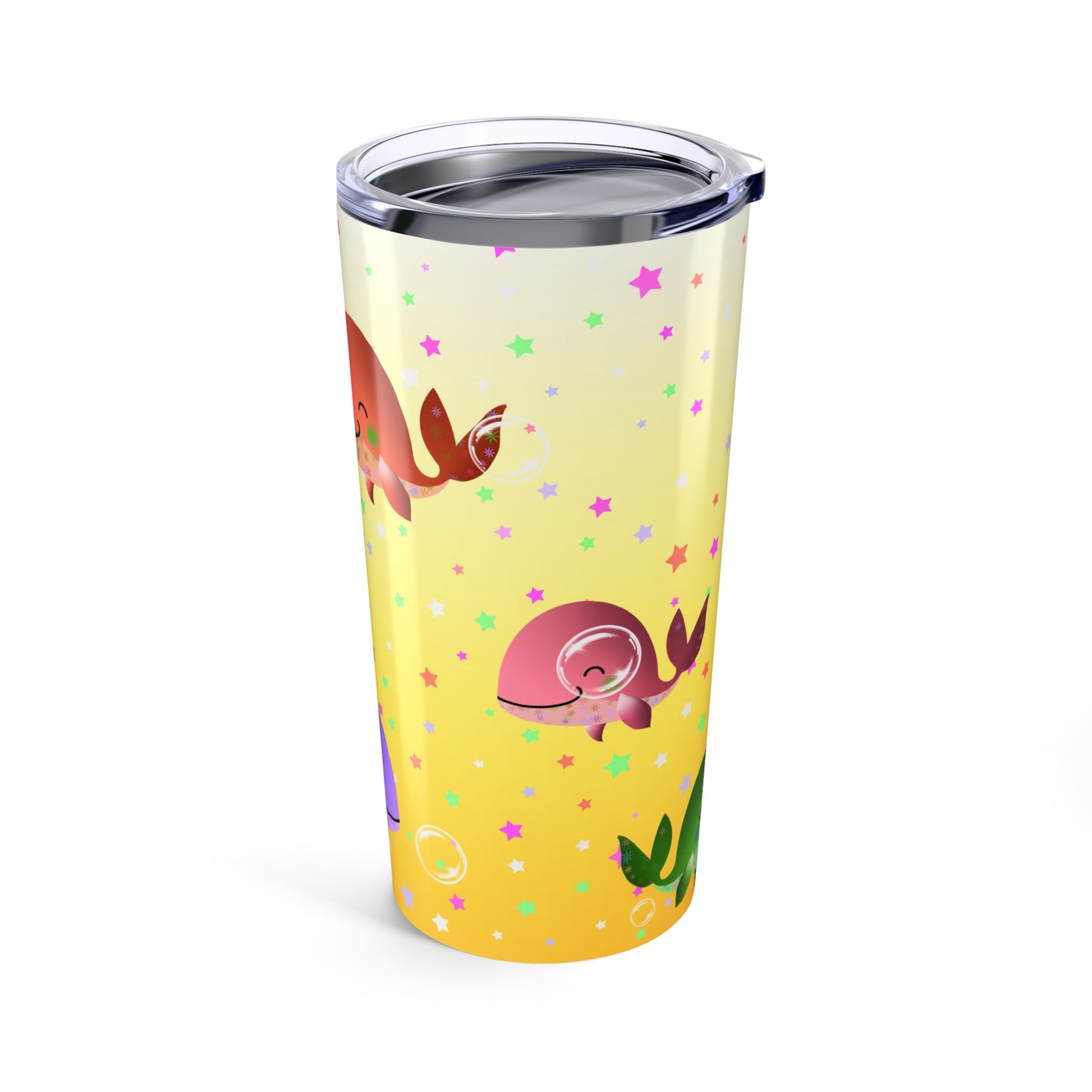 Colorful Whales Yellow Tumbler 20oz
