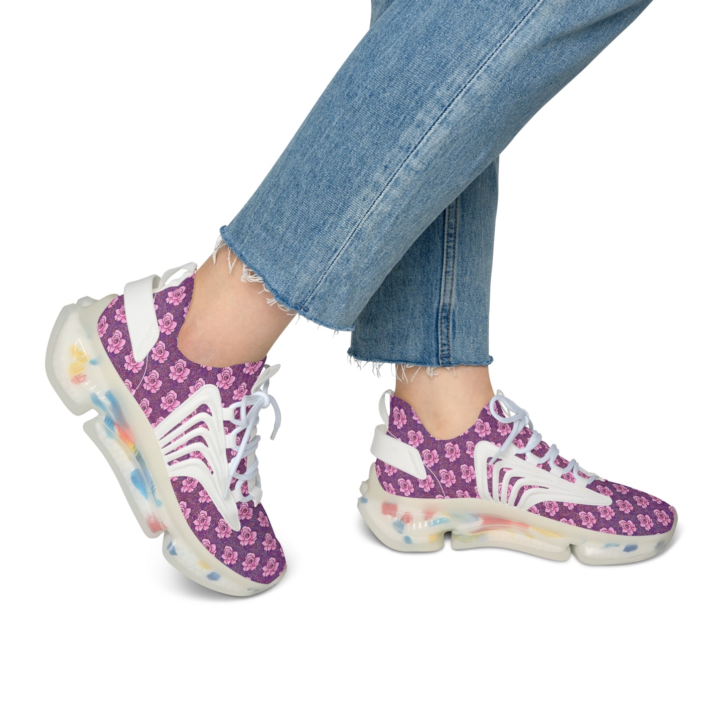 Roses Pink Women's Mesh Sneakers