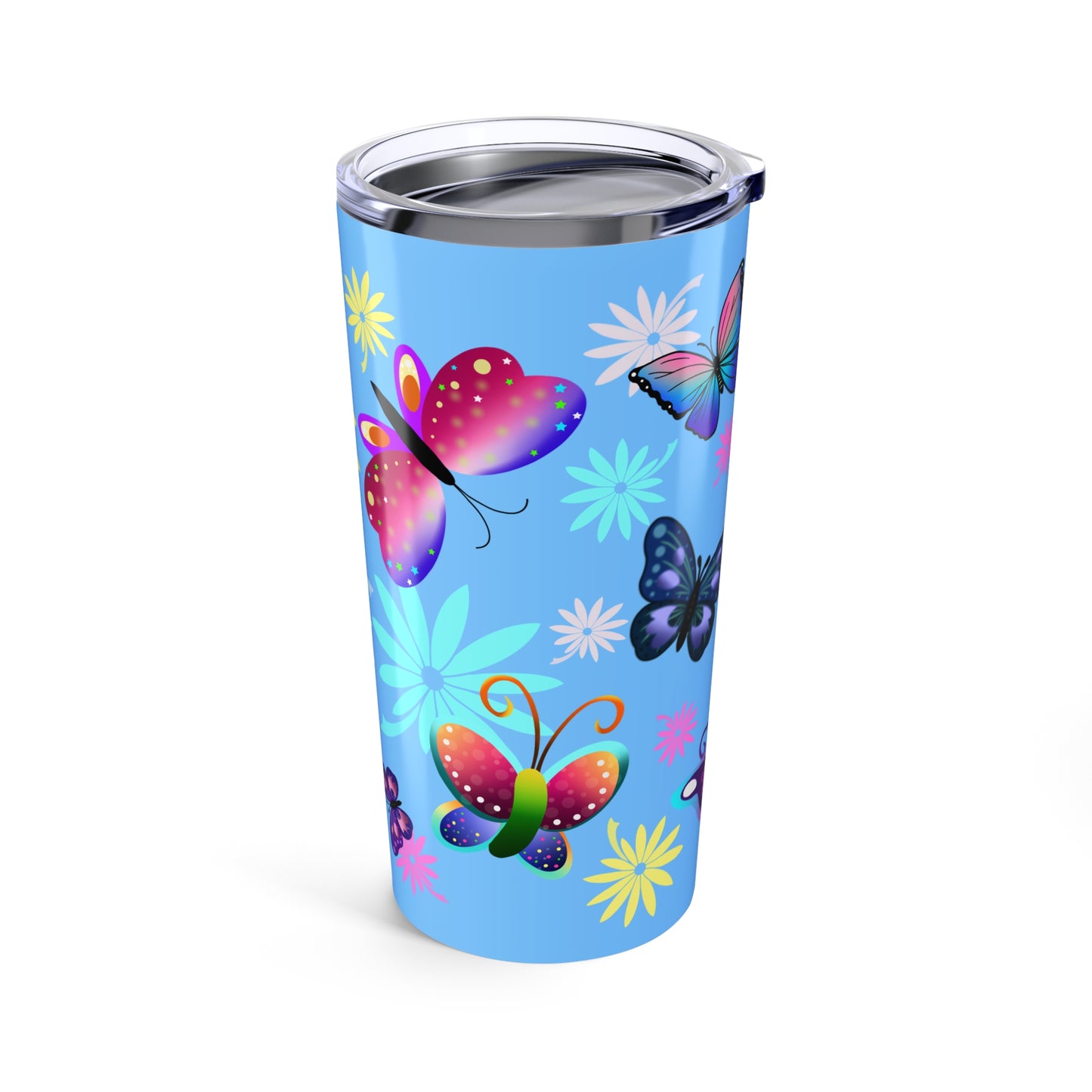 Butterfly Floral Light Blue Tumbler 20oz