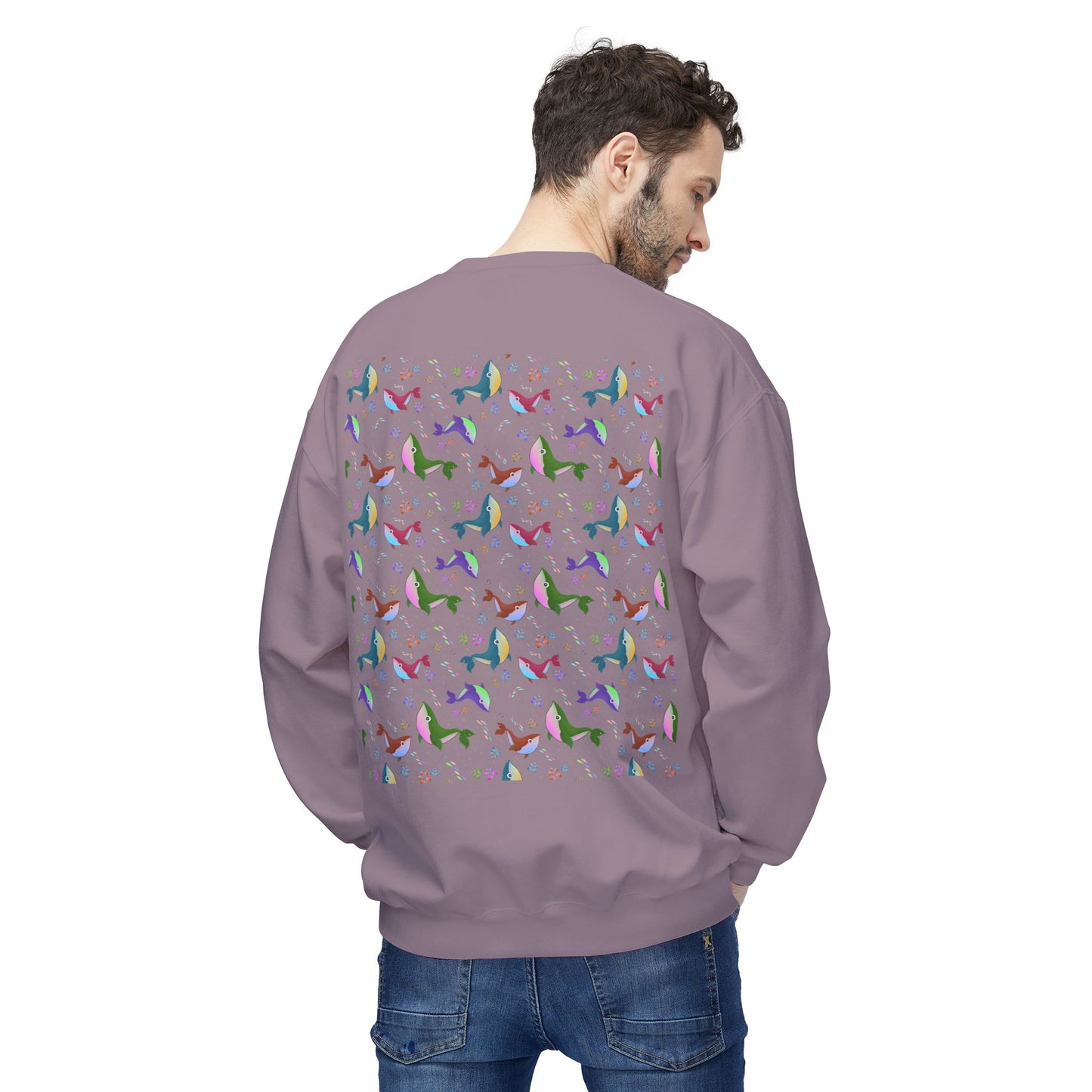 Colorful Whale Crewneck Sweatshirt