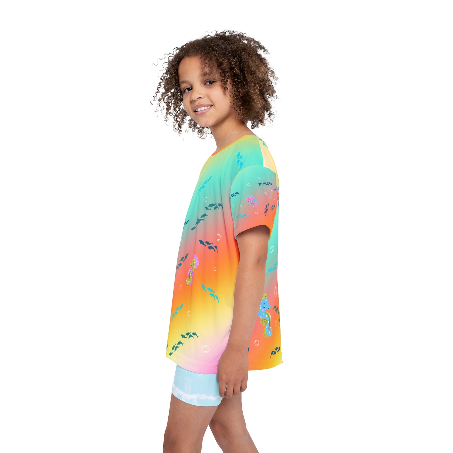 Seahorse Dolphin Kids Sports Jersey Rainbow