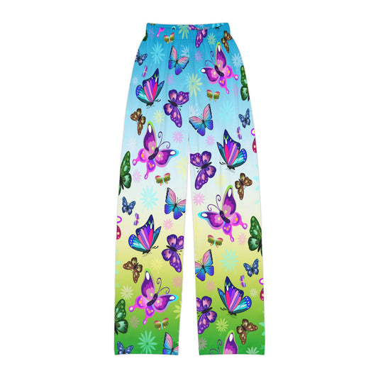 Butterfly Blue Sunny Sky Kids Pajama Pants