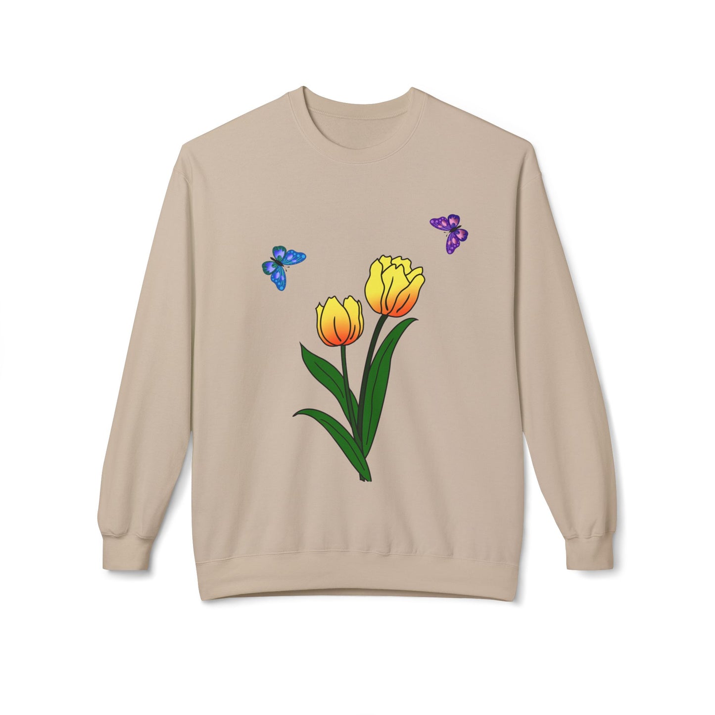 Tulip Butterfly Flower Crewneck Sweatshirt