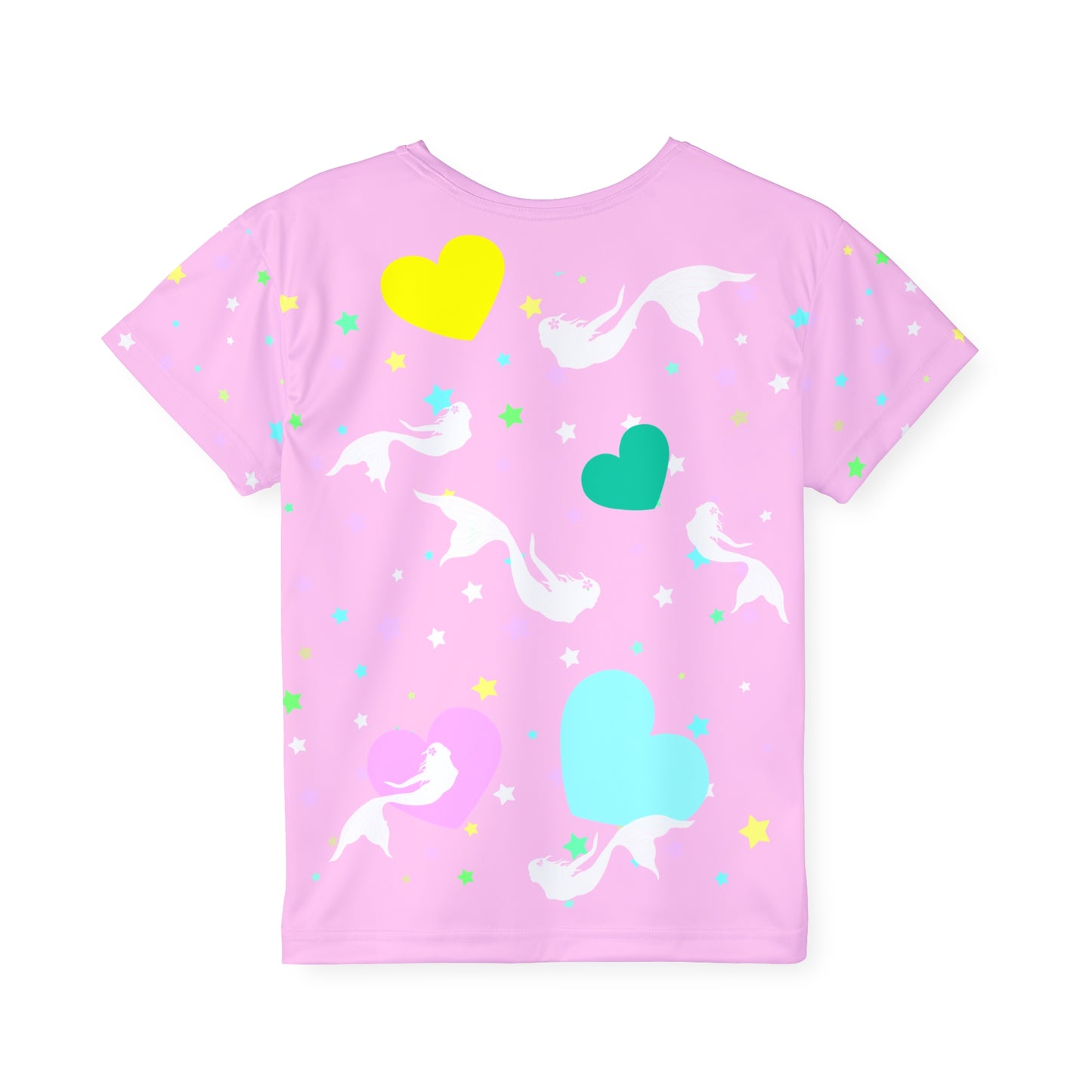 Light Pink White Mermaid in Heart Kids Sports Jersey