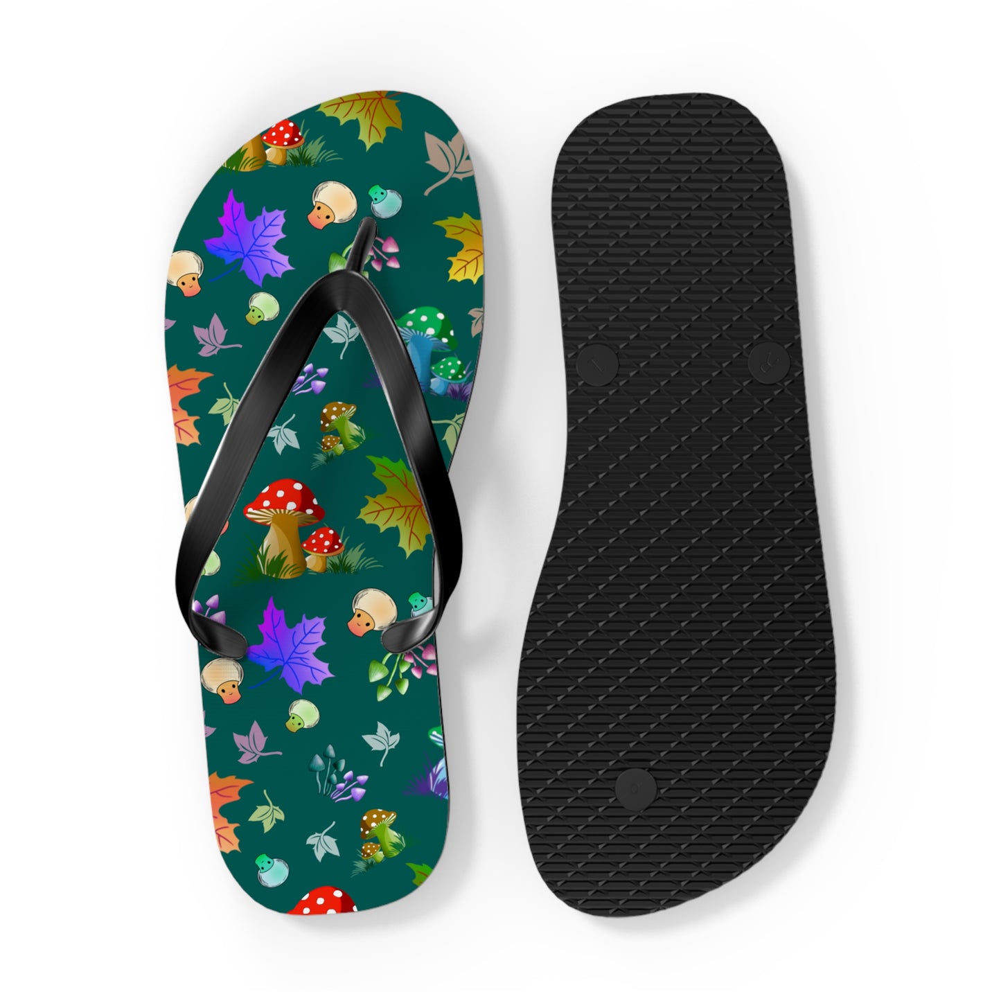 Mushroom Maple Leaves Flip Flops