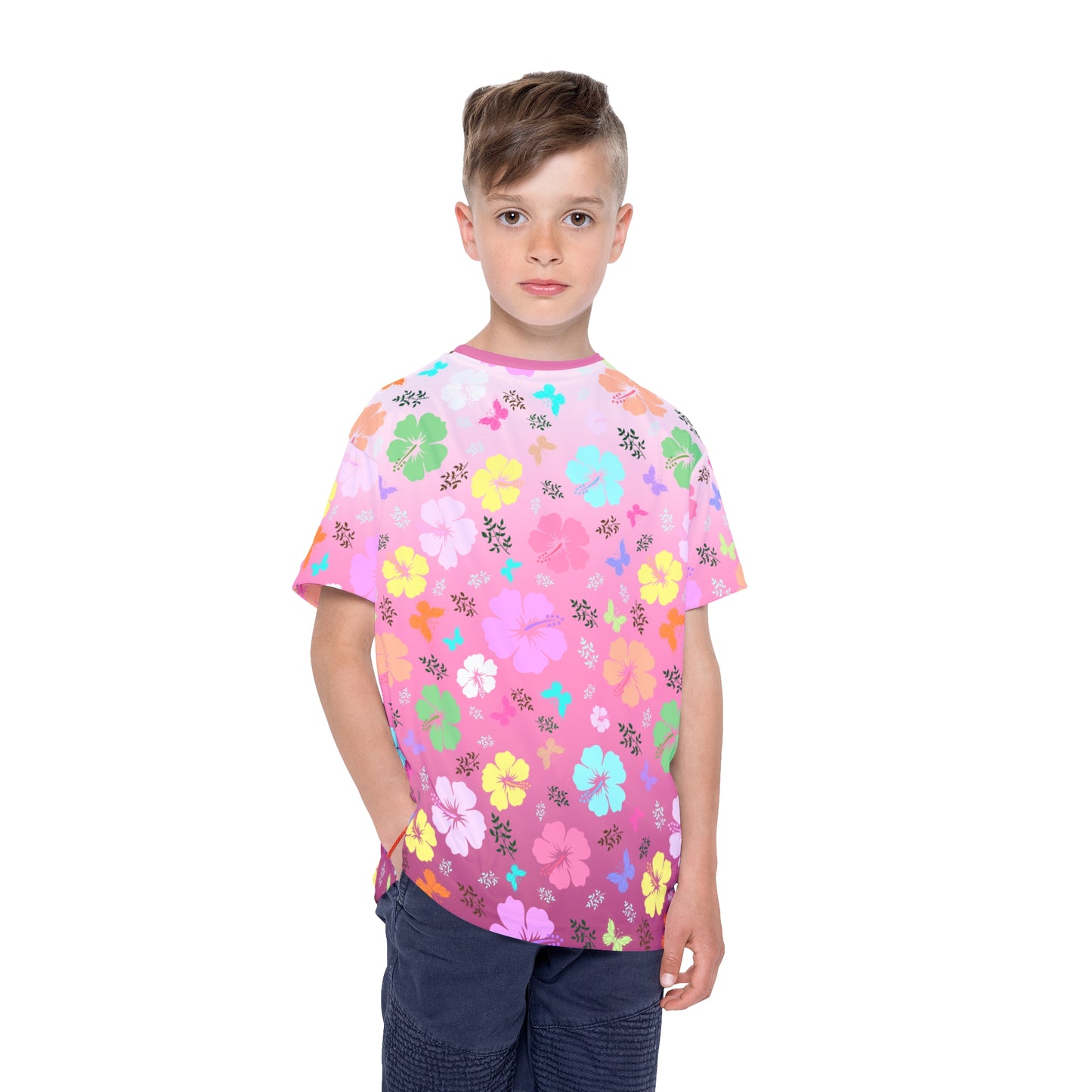 Pink Flower Kids Sports Jersey