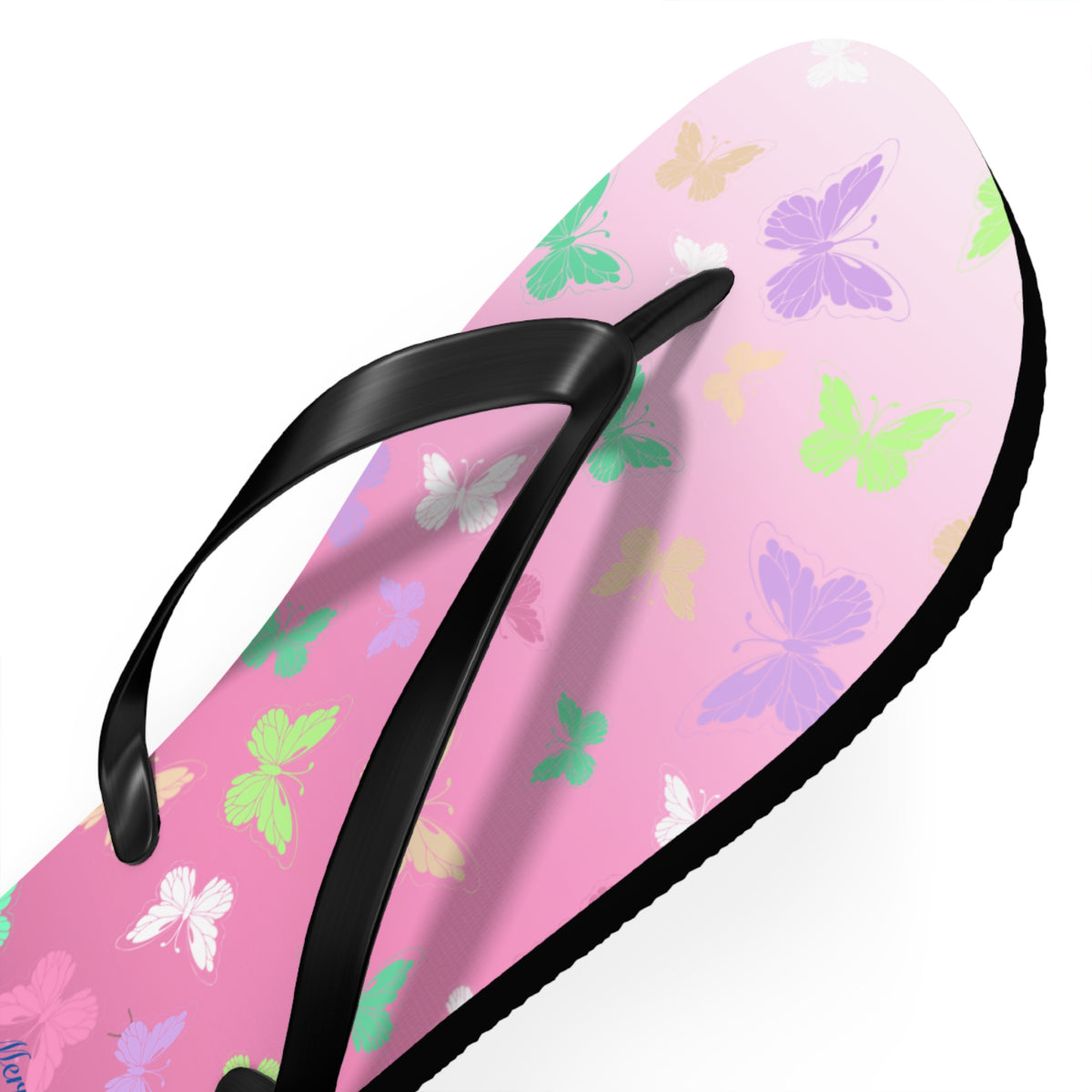 Colorful Butterflies Pink Flip Flops