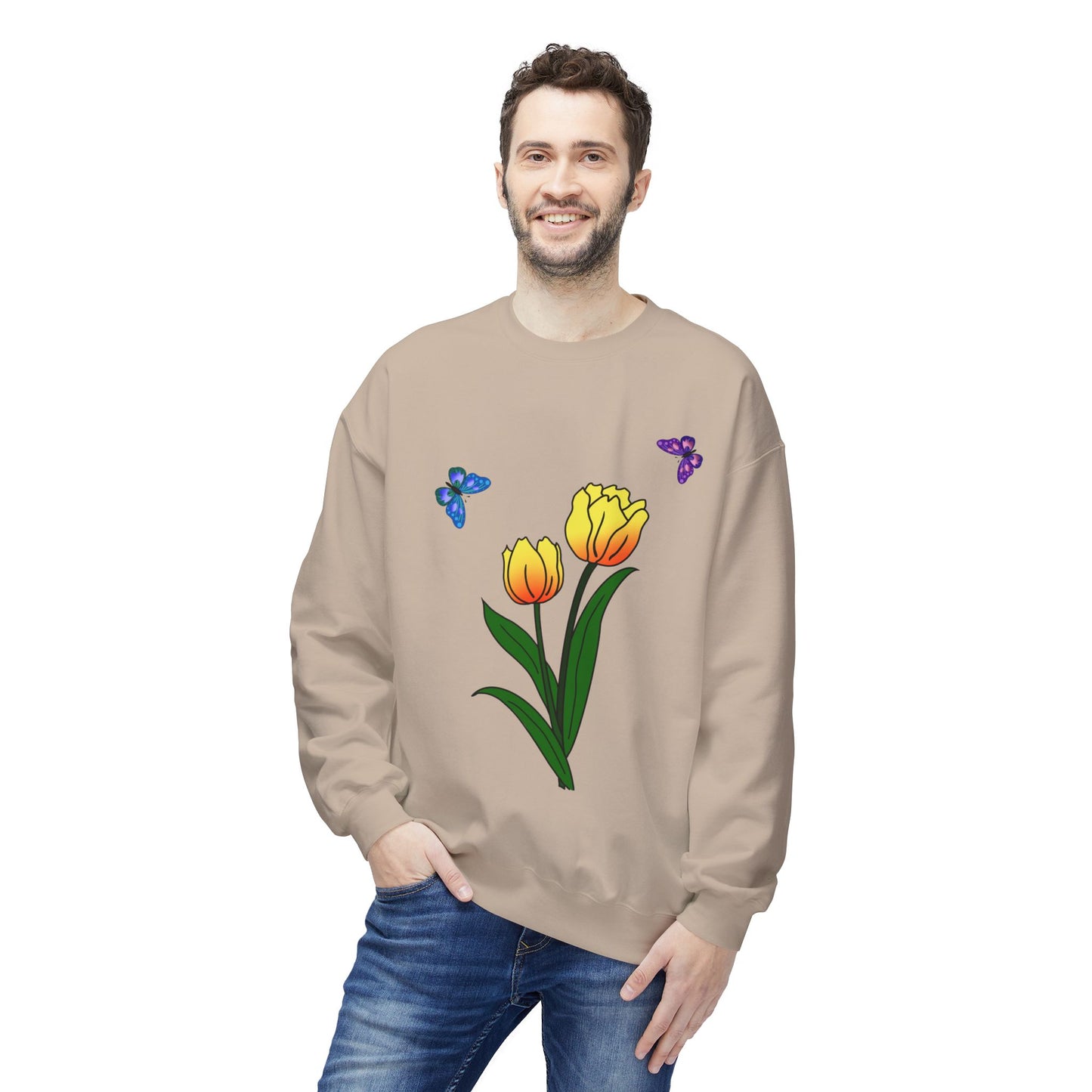 Tulip Butterfly Flower Crewneck Sweatshirt