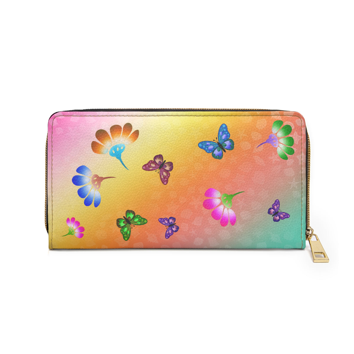 Flower Butterfly Rainbow Zipper Wallet