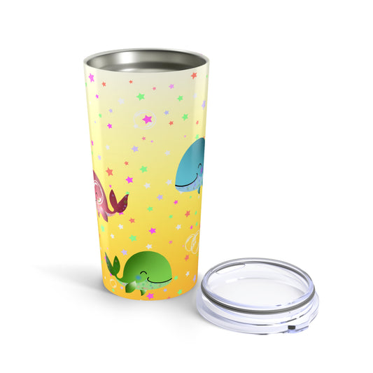 Colorful Whales Yellow Tumbler 20oz
