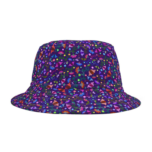 Curly Flower Bucket Hat Purple