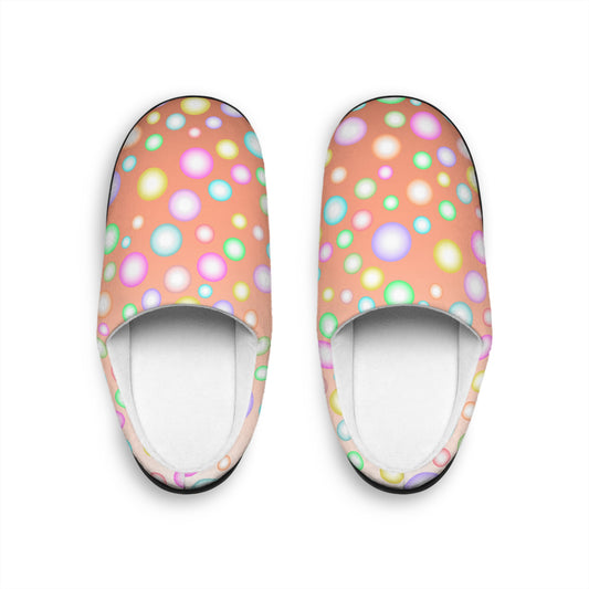 Shiny Bubbles Orange Women's Indoor Slippers