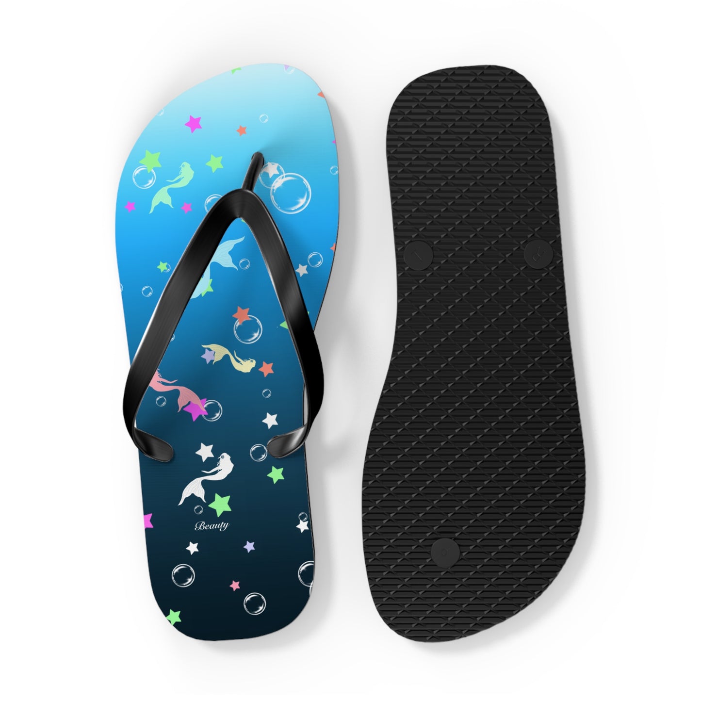 Mermaid Stars Blue Ocean Flip Flops