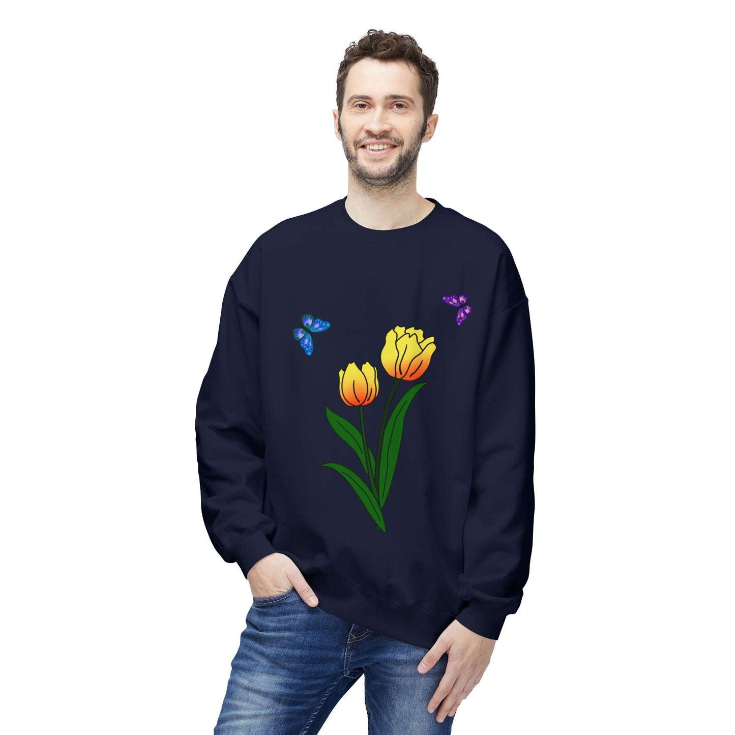 Tulip Butterfly Flower Crewneck Sweatshirt