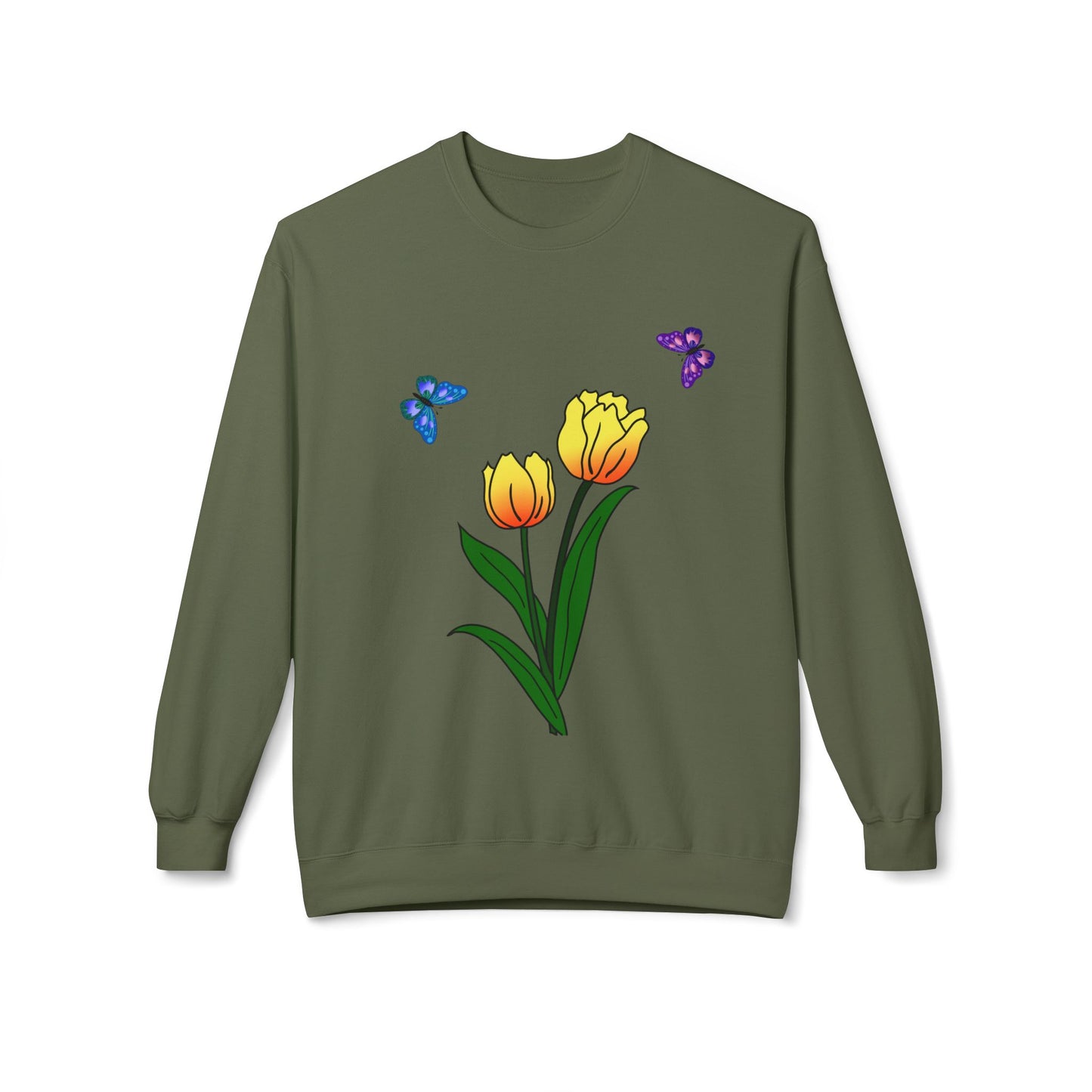 Tulip Butterfly Flower Crewneck Sweatshirt