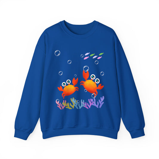 Crab Crewneck Sweatshirt Blue Front