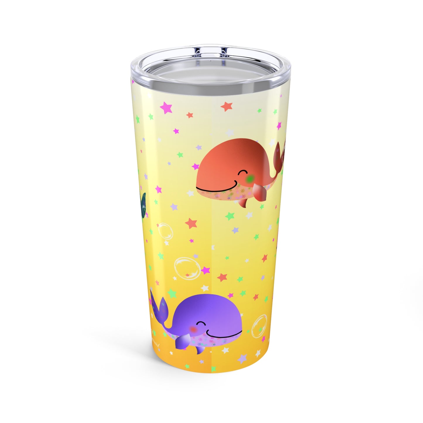 Colorful Whales Yellow Tumbler 20oz