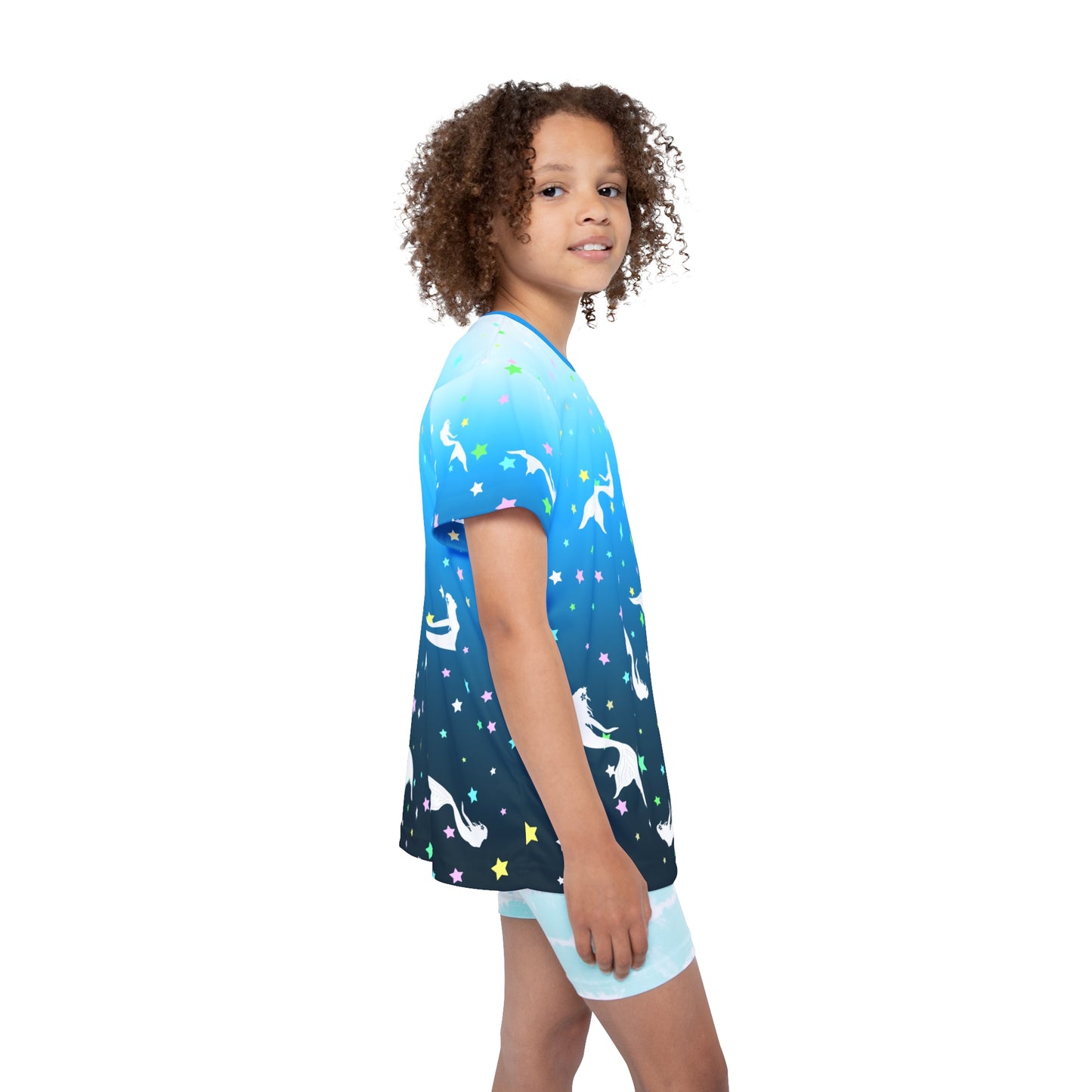 Deep Blue Sea White Mermaid Kids Sports Jersey