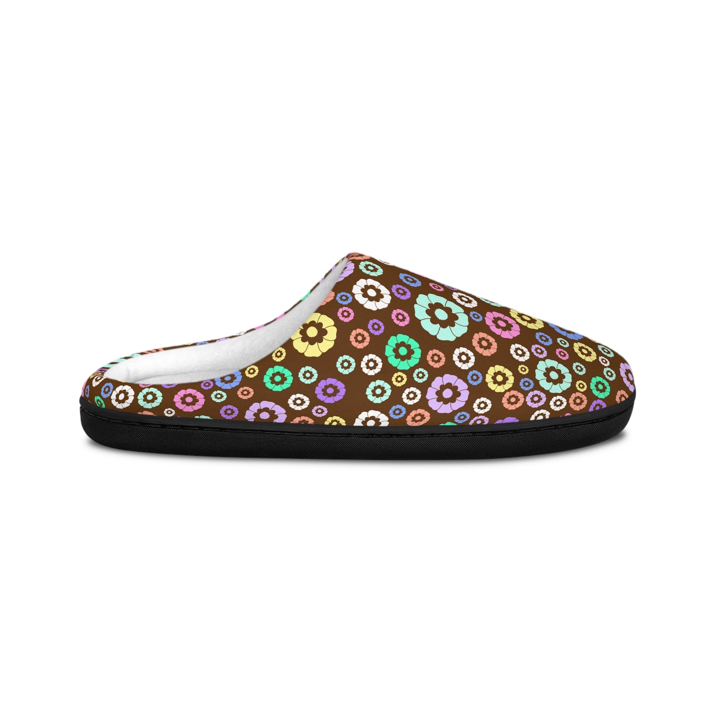 Round Flower Women's Indoor Slippers Brown