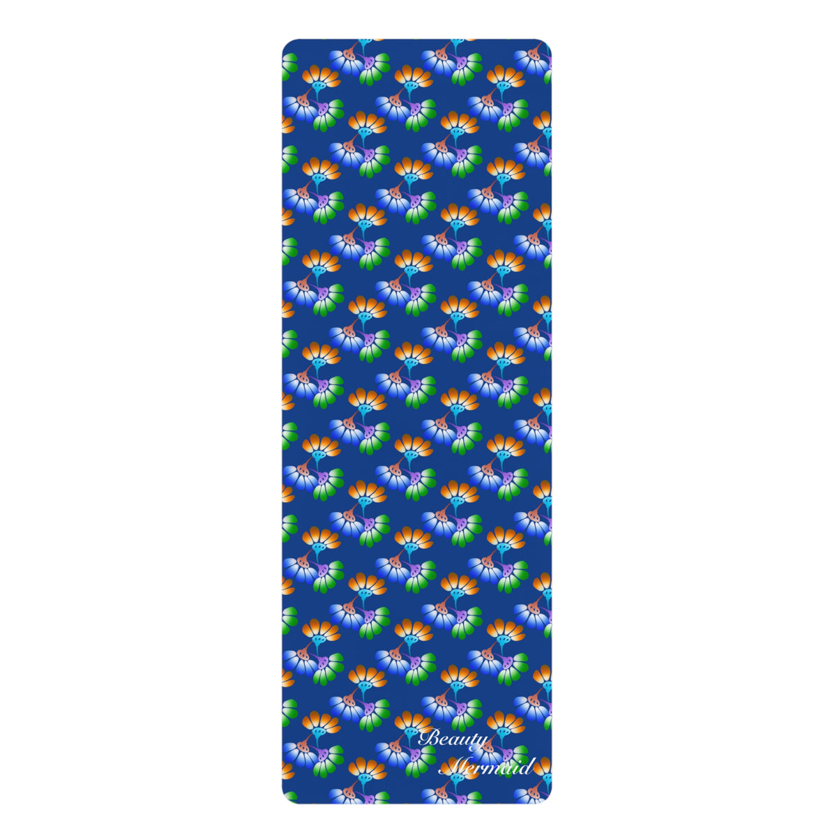 Shiny Floral Blue Yoga Mat