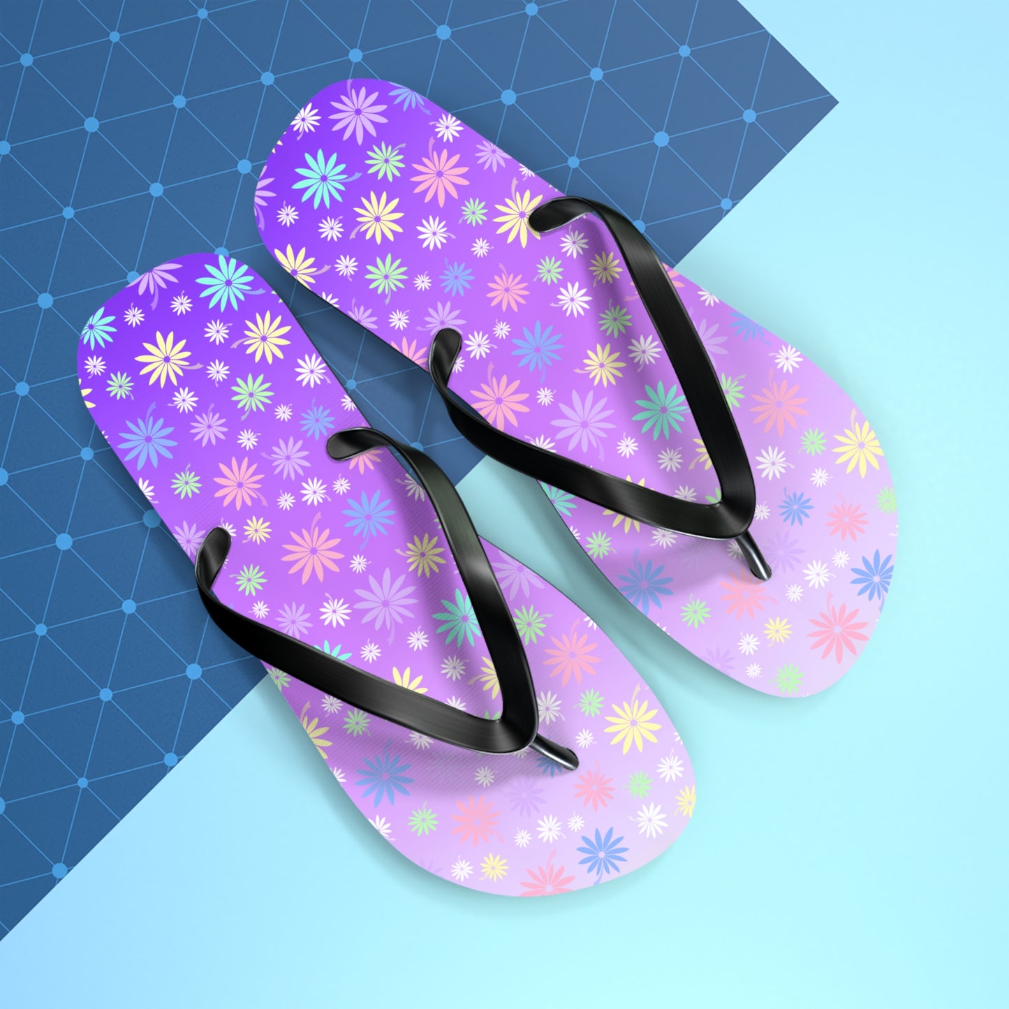 Colorful Flowers Purple Flip Flops