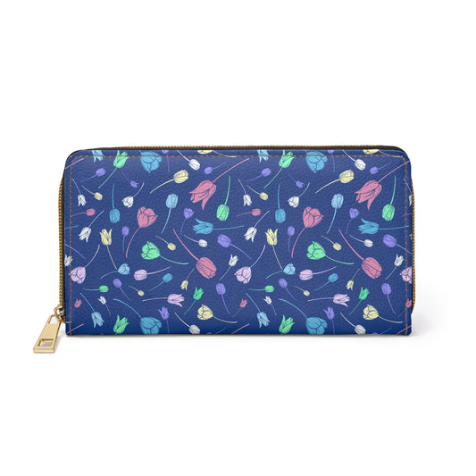 Tulip Zipper Wallet Blue