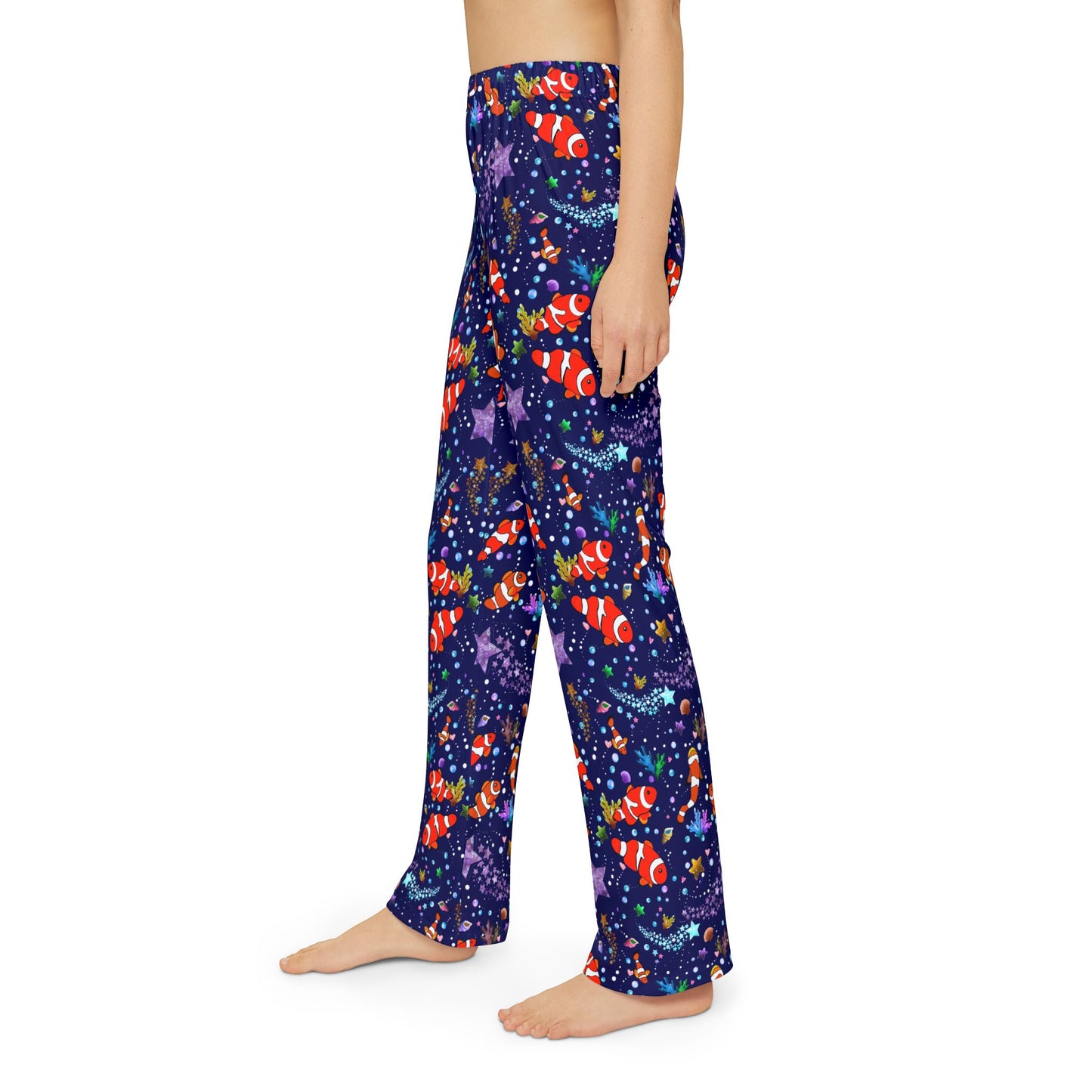 Orange Clownfish at Starry Night Kids Pajama Pants